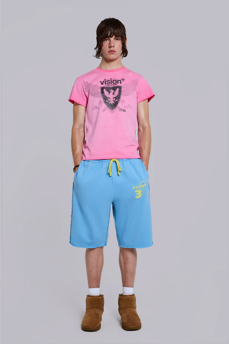 Cleo Slouchy Jogger Shorts in Blue