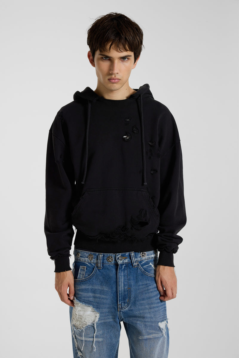 Pullover Bitten Hoodie in Black