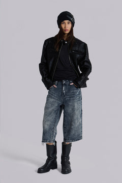 Nia Slim Leg Distressed Jorts - W32 / Blue