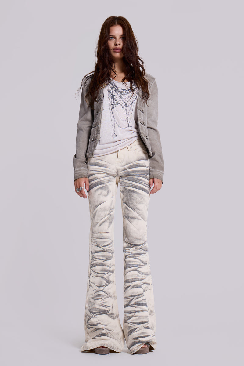 Arctic White Drift Flared Jeans