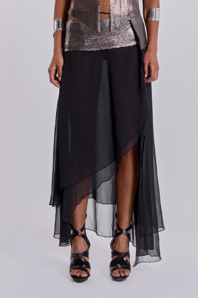 Evodia Chainmail Chiffon Wrap Skirt