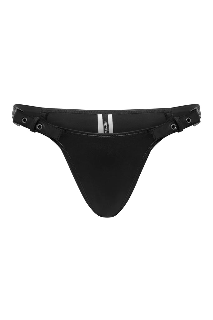 Black Hydra Micro Bikini Bottoms with Buckle Detail