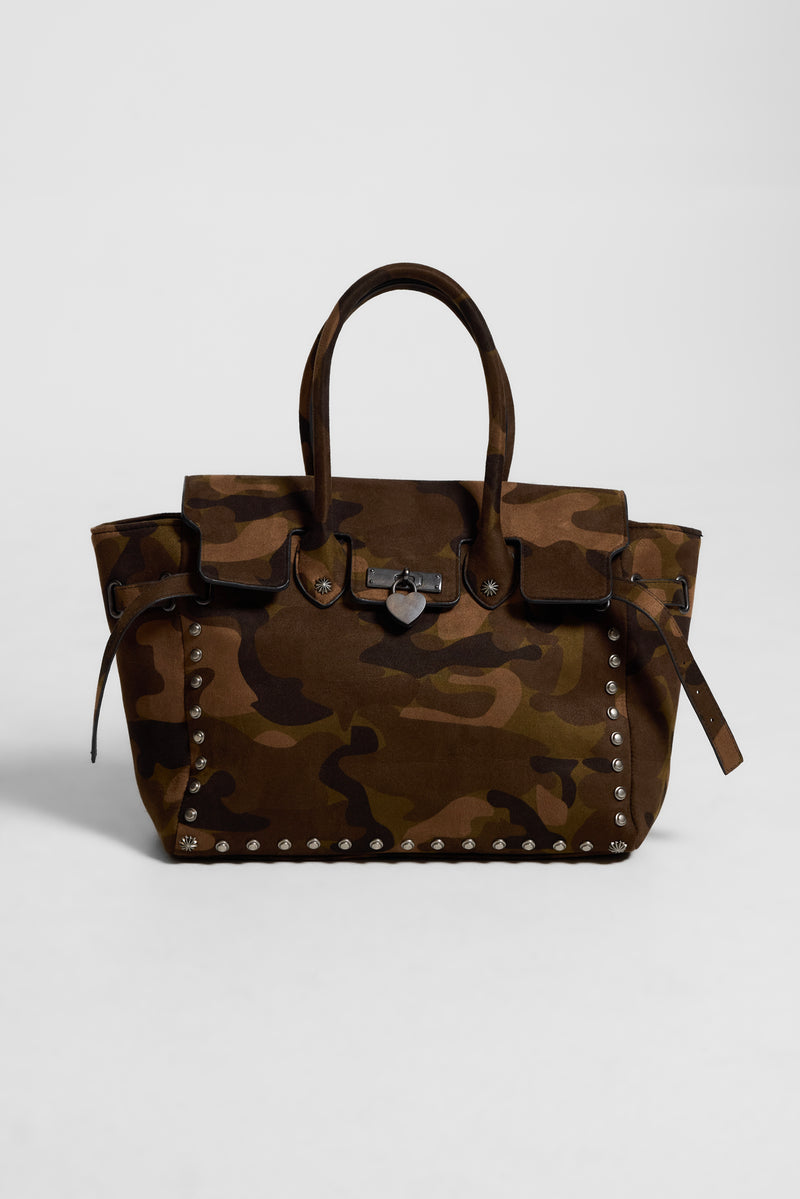 Kendra Camo PU Suede Bag