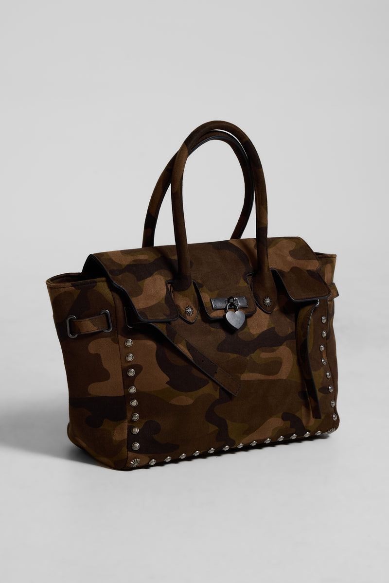 Kendra Camo PU Suede Bag