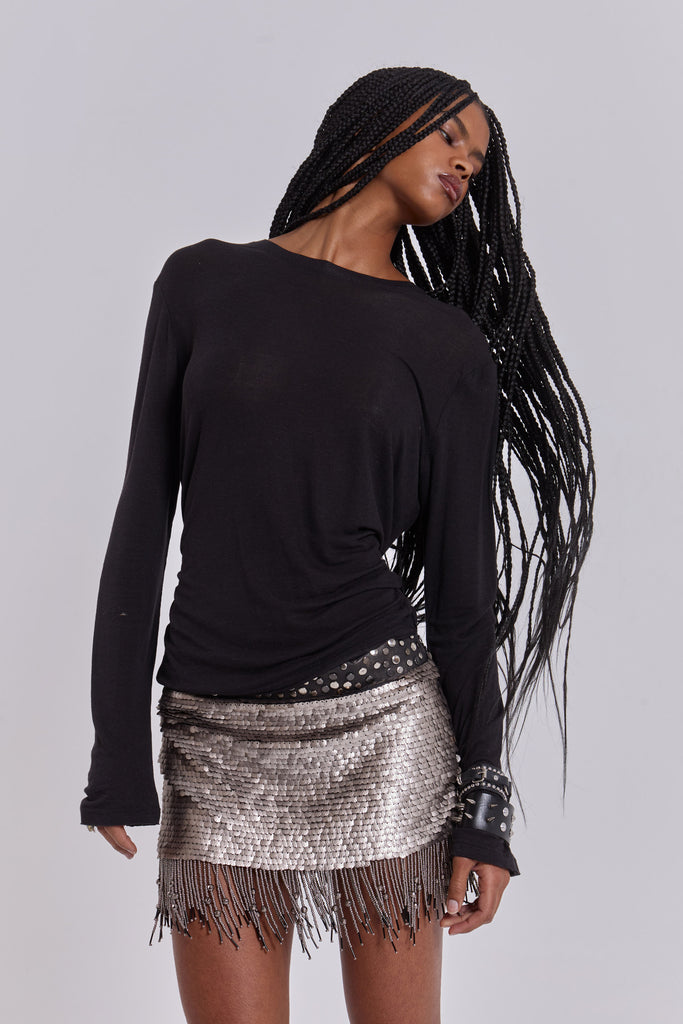 Leva Sequin Beaded Mini Skirt