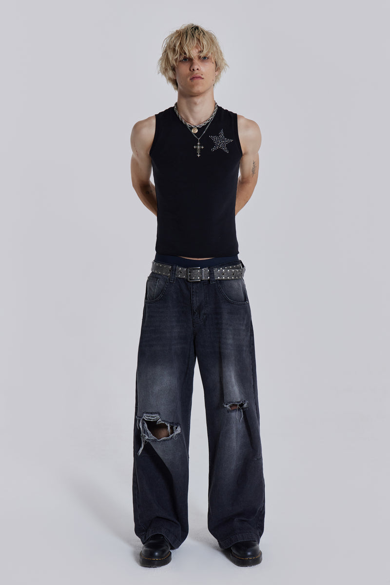 Washed Black Busted Colossus Baggy Jeans