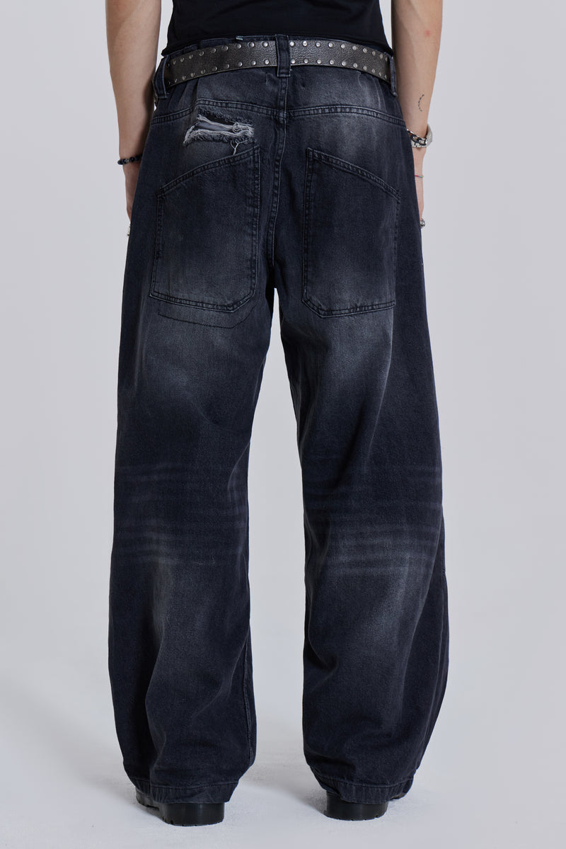 Washed Black Busted Colossus Baggy Jeans