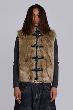 Mendoza Faux Fur Gilet - XL / Brown