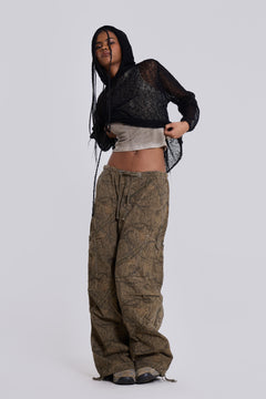 Forest Camo Parachute Pants - L / Green