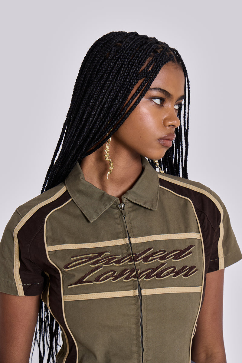 Racer Dress in Khaki