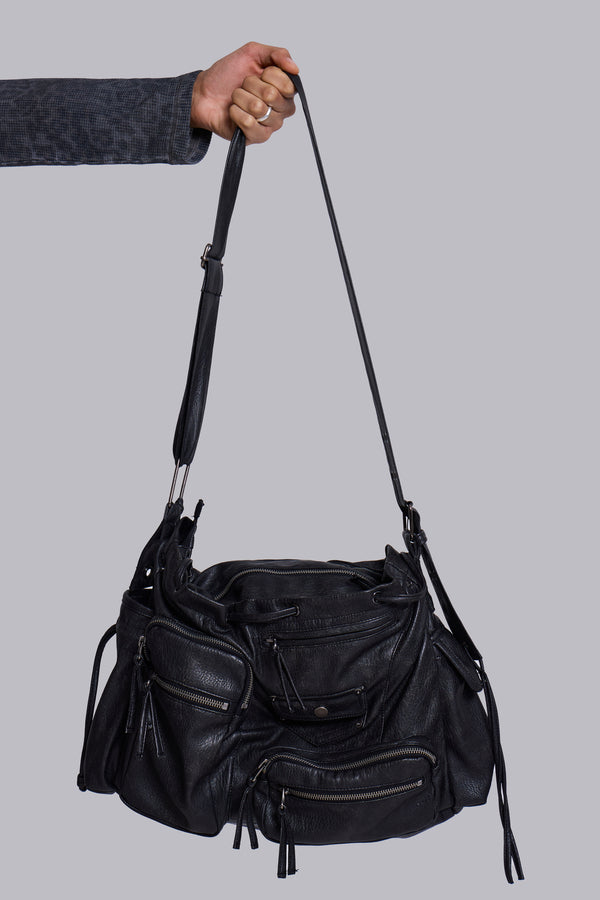 Faux Leather Utility Satchel
