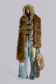 Blonde Cara Faux Fur Scarf - ONE SIZE / Brown