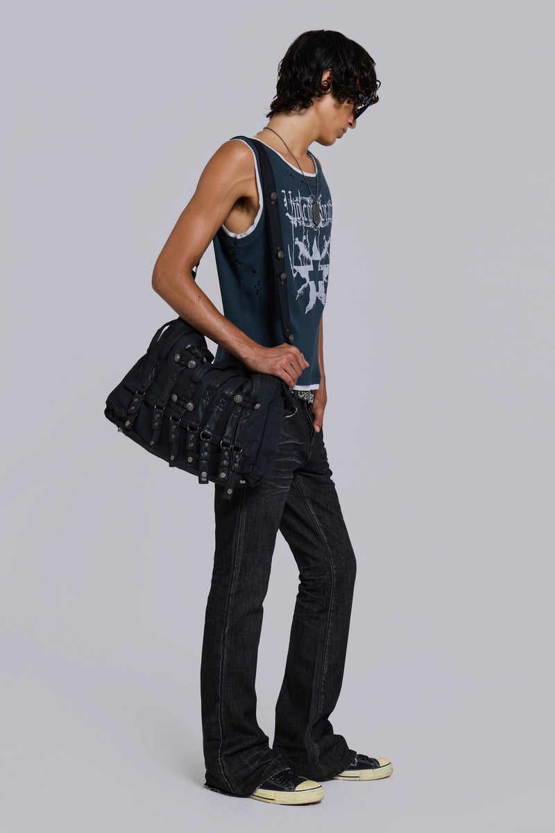 Drummer Coated Denim Satchel Bag