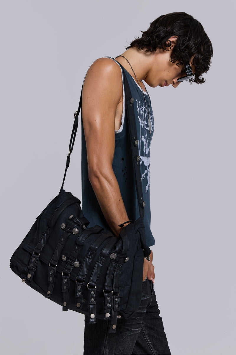 Drummer Coated Denim Satchel Bag