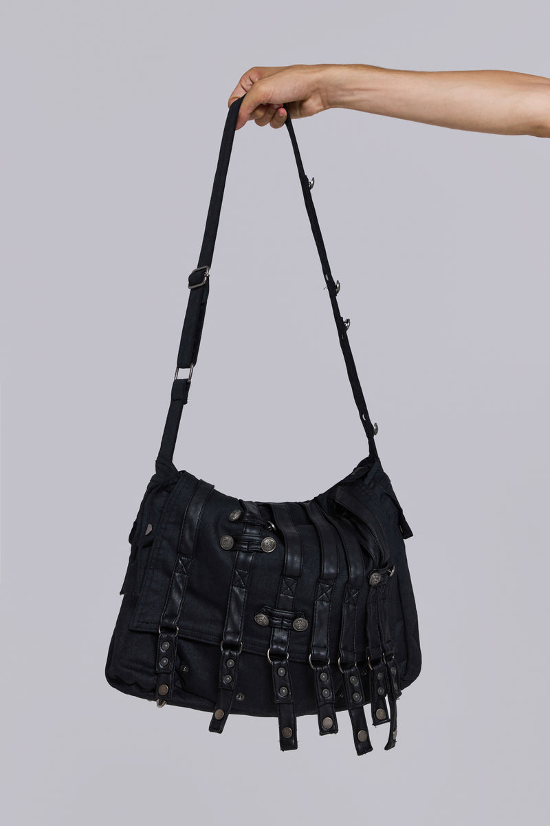 Drummer Coated Denim Satchel Bag