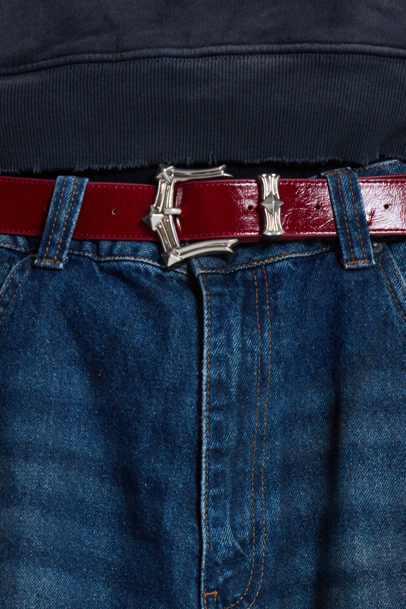 Burgundy Strike Metal Belt