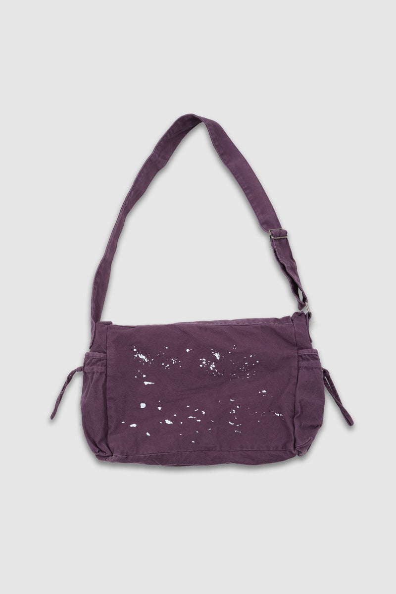 Thinking Purple Paint Splattered Messenger Bag