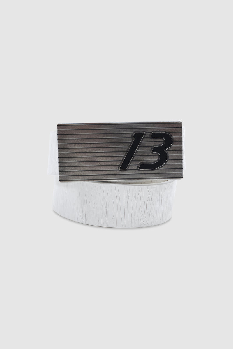 13 White Leather Belt