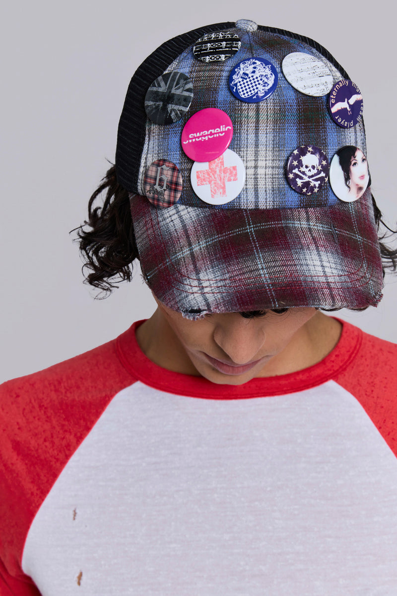 Badge Mixed Check Cap
