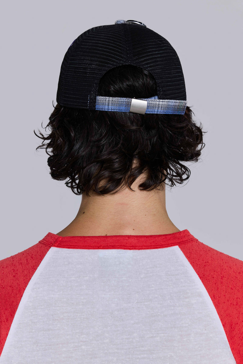 Badge Mixed Check Cap