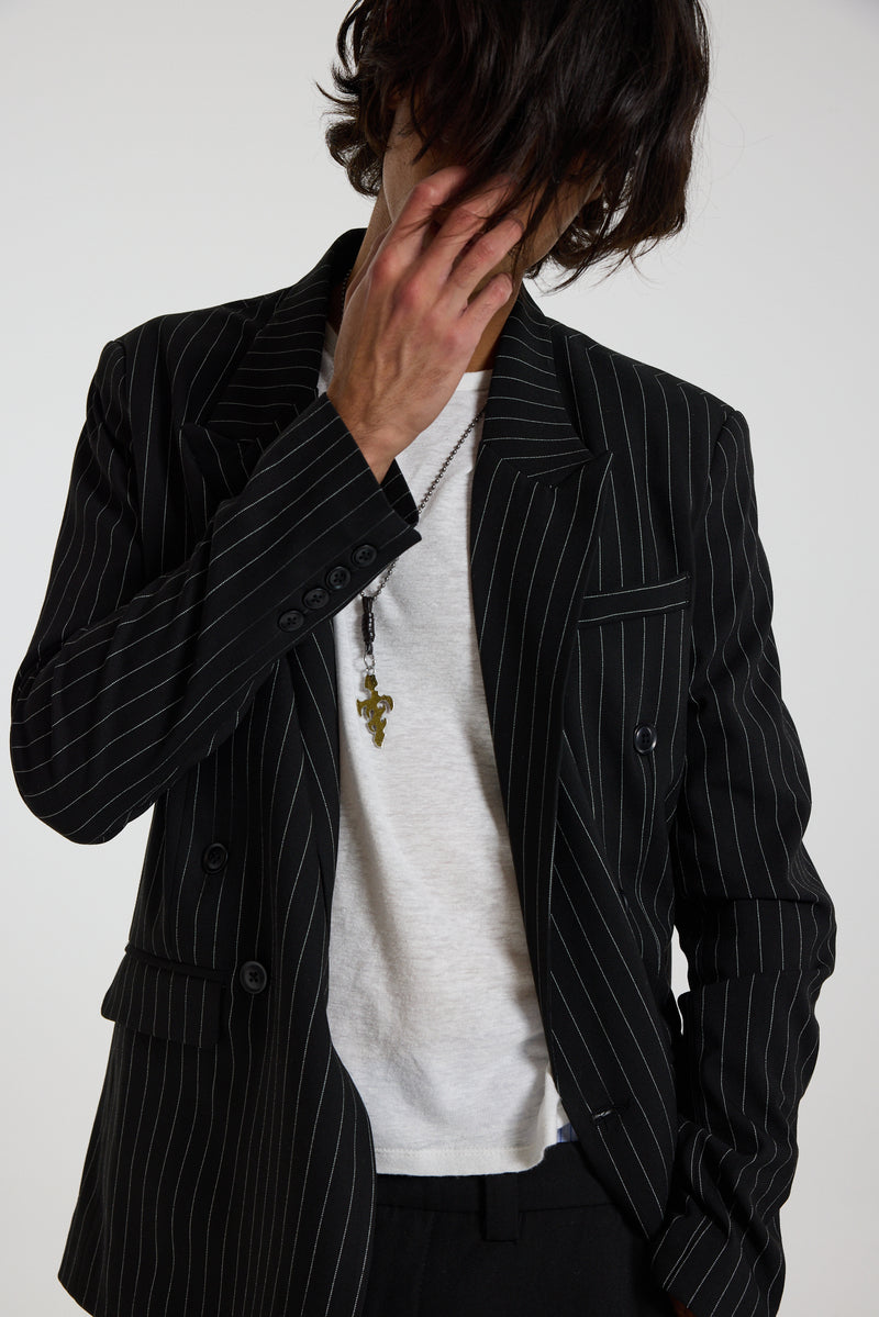 Goliath Pinstripe Double Breasted Boxy Blazer