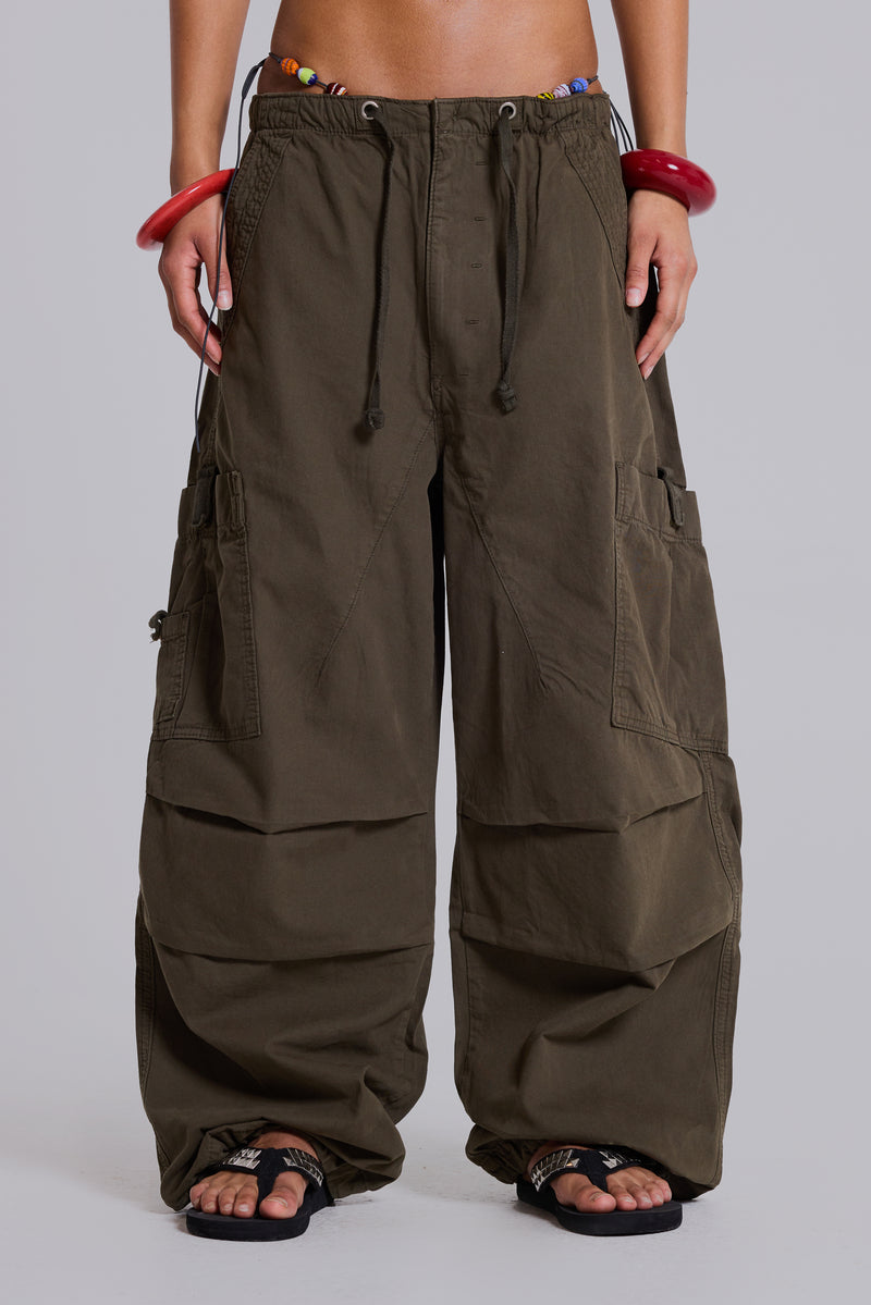 Khaki Parachute Cargo Pants