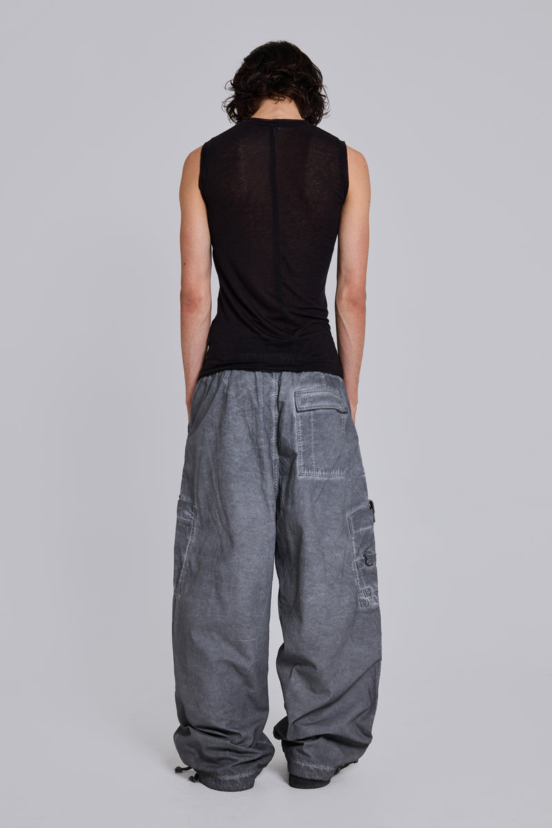 Black Oil Wash Parachute Pants