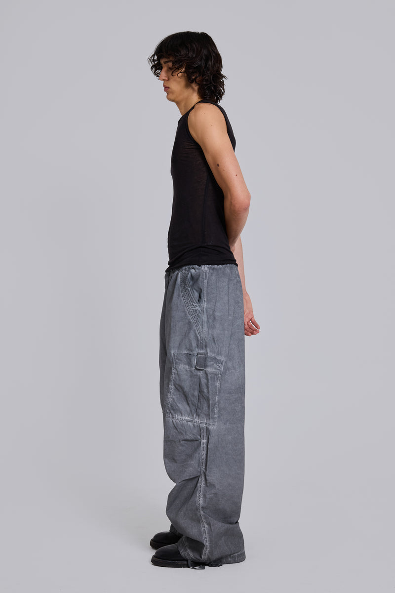 Black Oil Wash Parachute Pants