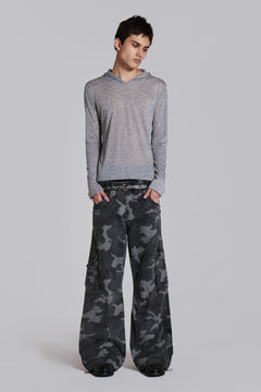 Washed Black Trooper Camo Cargo Pant - W28 / Black