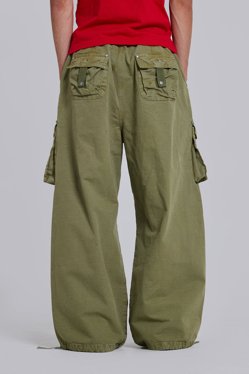 Olive XL Parachute Cargo Pants