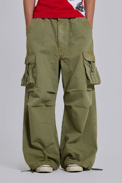 Olive XL Parachute Cargo Pants - XXS / Khaki