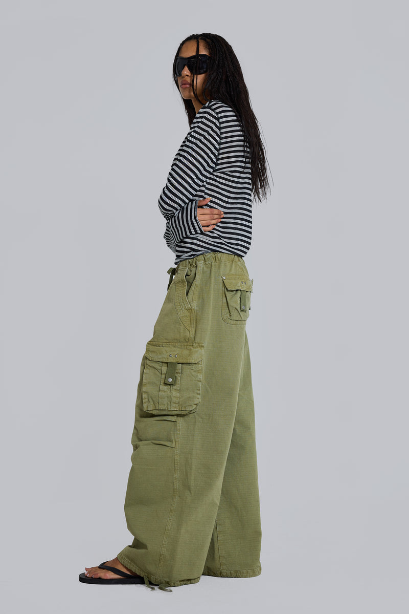 Olive XL Parachute Cargo Pants