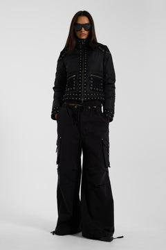 Washed Black XL Parachute Cargo Pants - XXS / Black