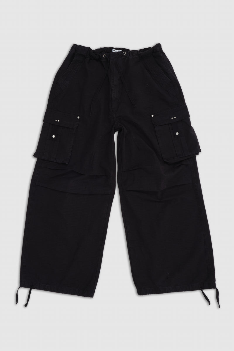 Washed Black XL Parachute Cargo Pants