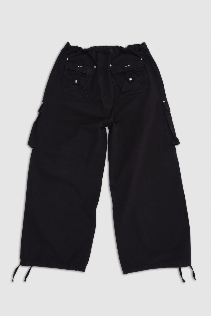 Washed Black XL Parachute Cargo Pants
