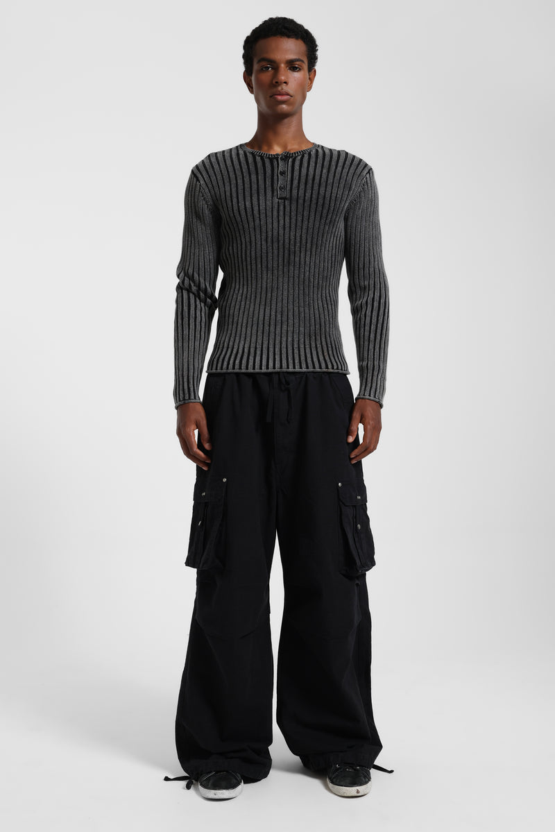 Washed Black XL Parachute Cargo Pants