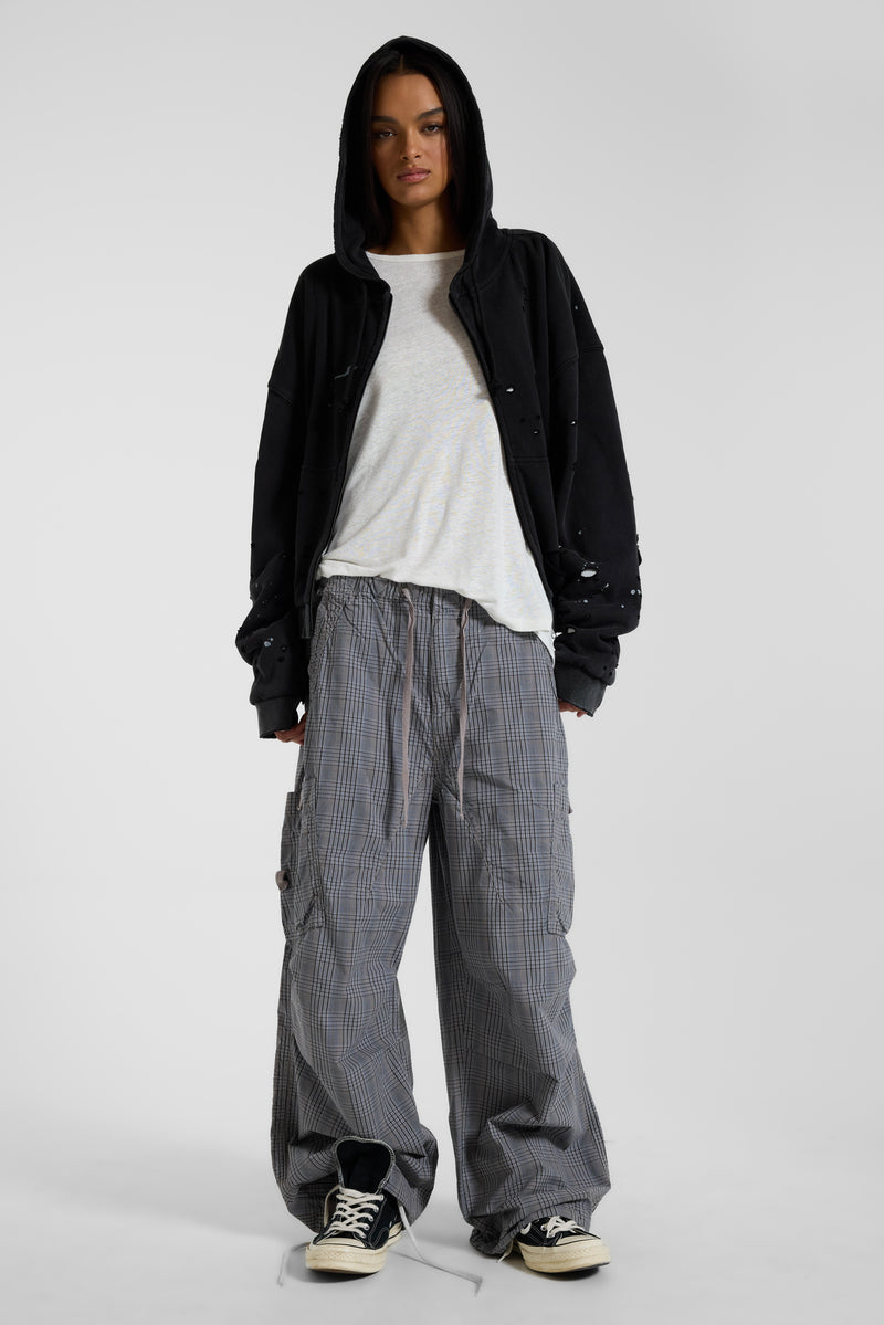 Parachute Pants in Grey Check