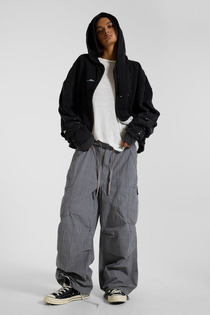 Parachute Pants in Grey Check