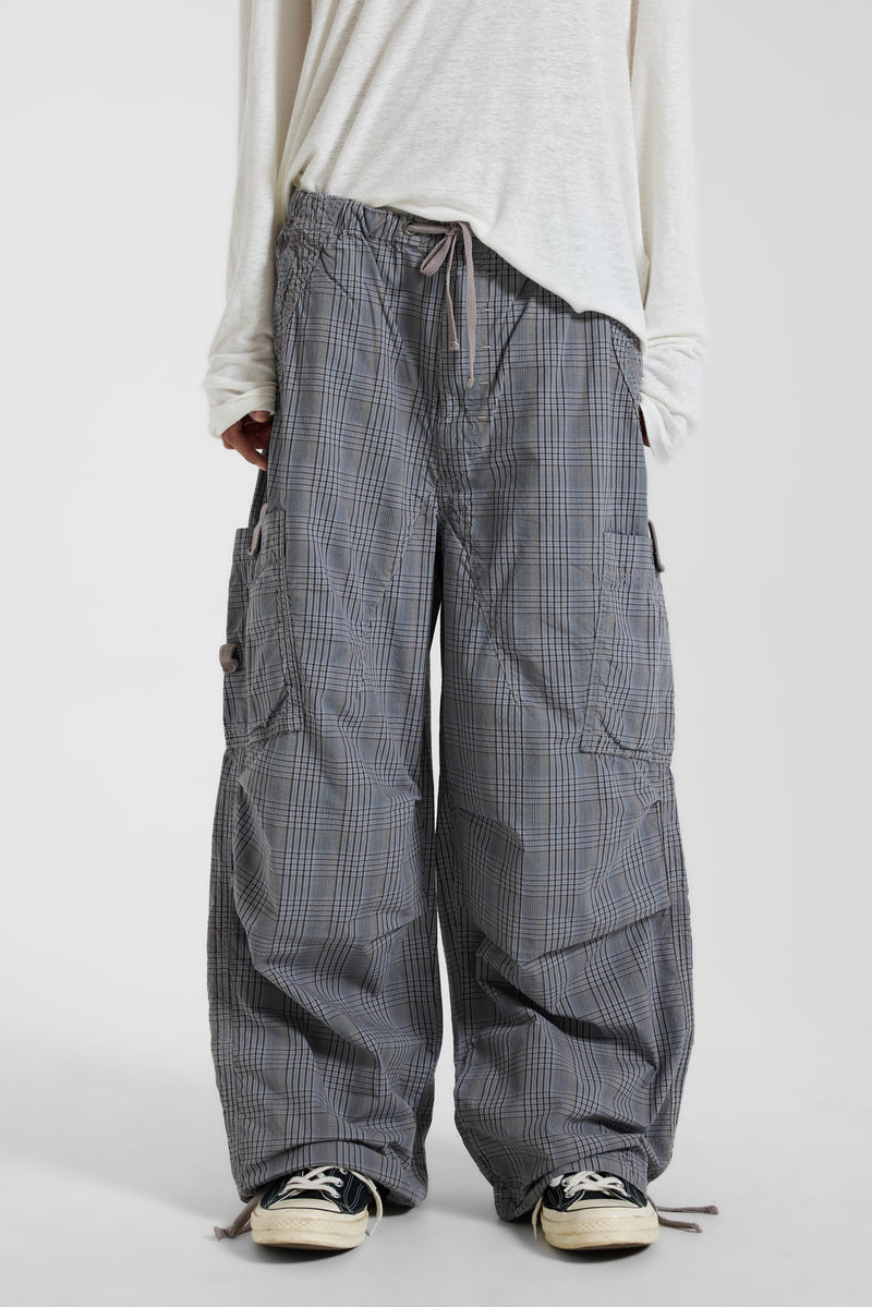 Parachute Pants in Grey Check