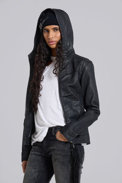 Bedrock Waxed Hooded Denim Jacket - XXS / Grey