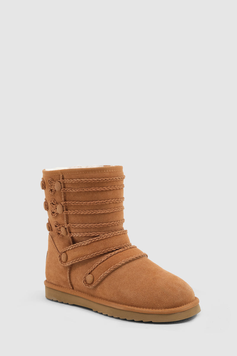 Tan Suede Drummer Shearling Boots