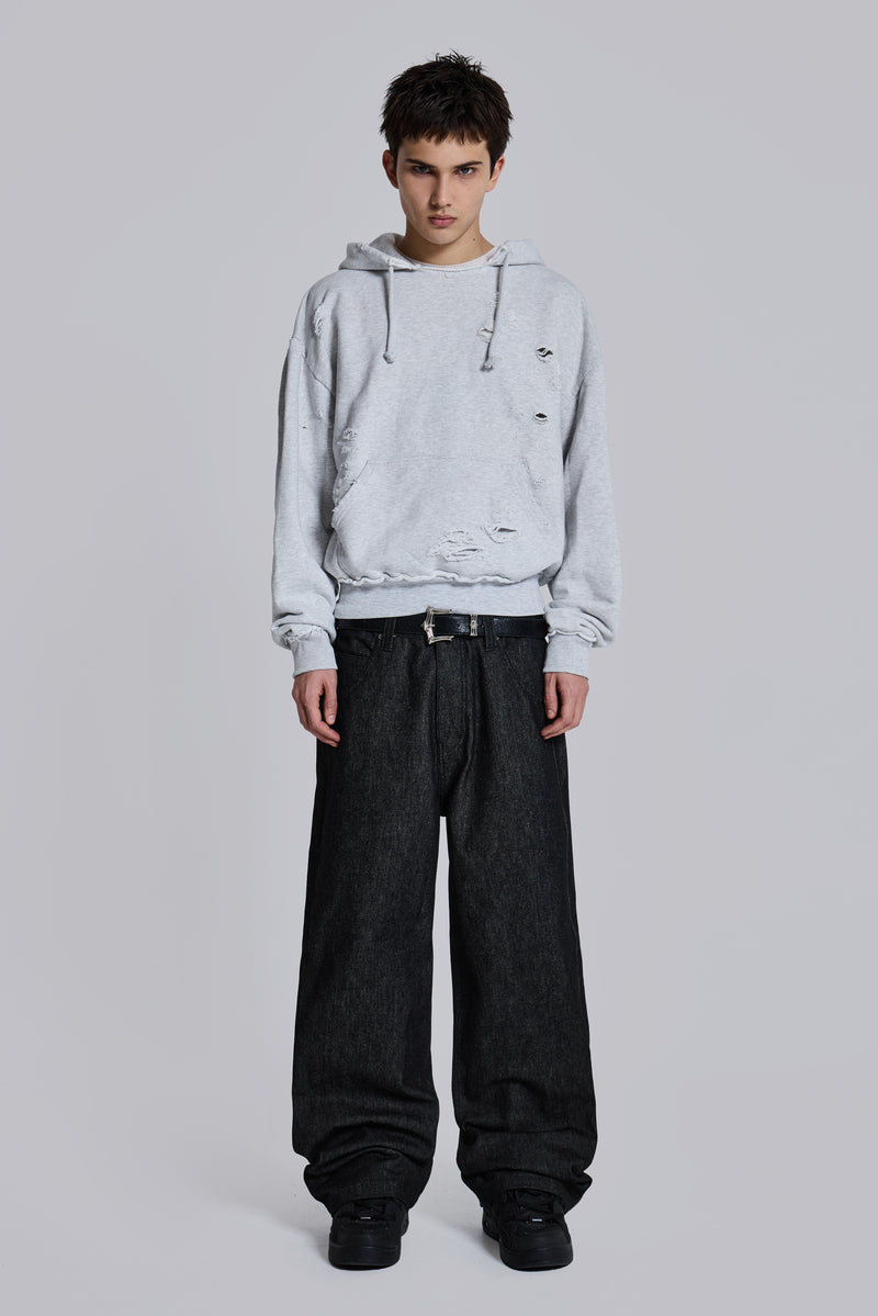 Pullover Bitten Hoodie in Grey Marl