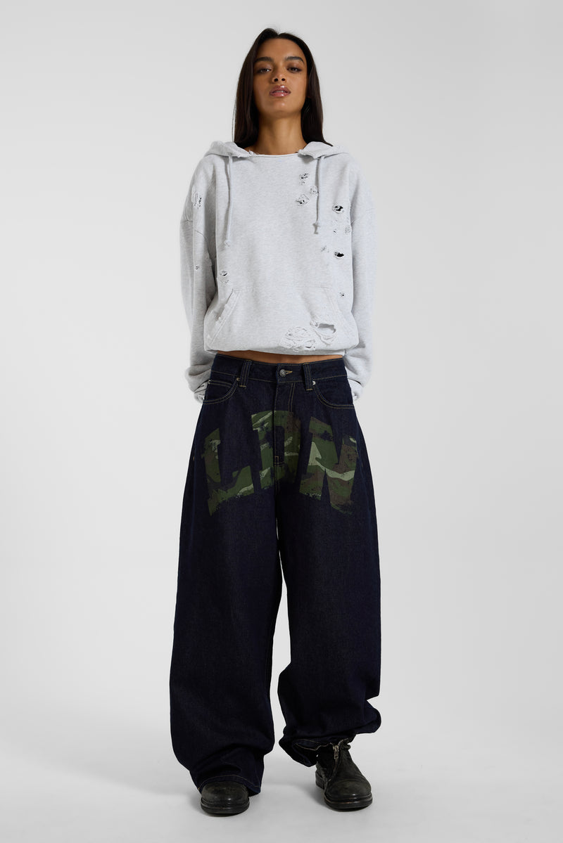 Pullover Bitten Hoodie in Grey Marl