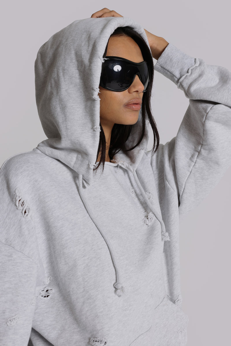 Pullover Bitten Hoodie in Grey Marl