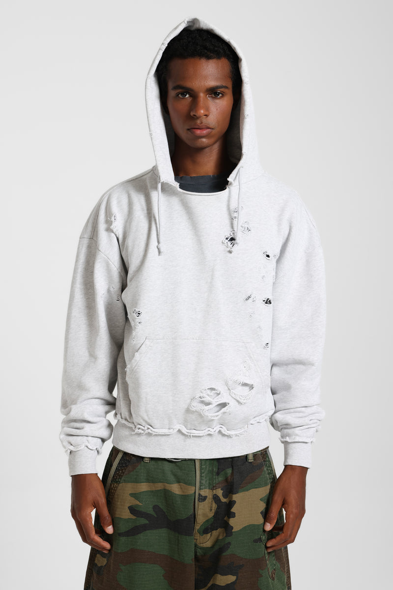 Pullover Bitten Hoodie in Grey Marl