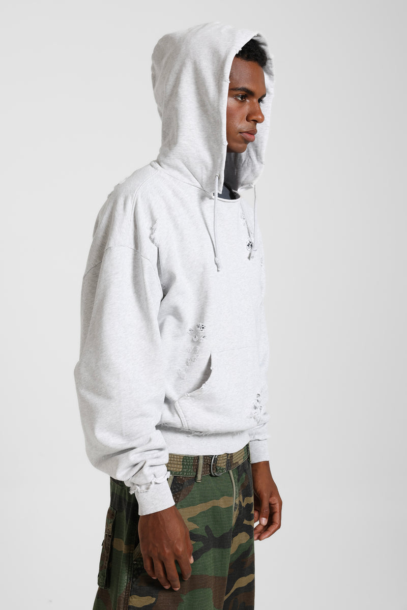 Pullover Bitten Hoodie in Grey Marl