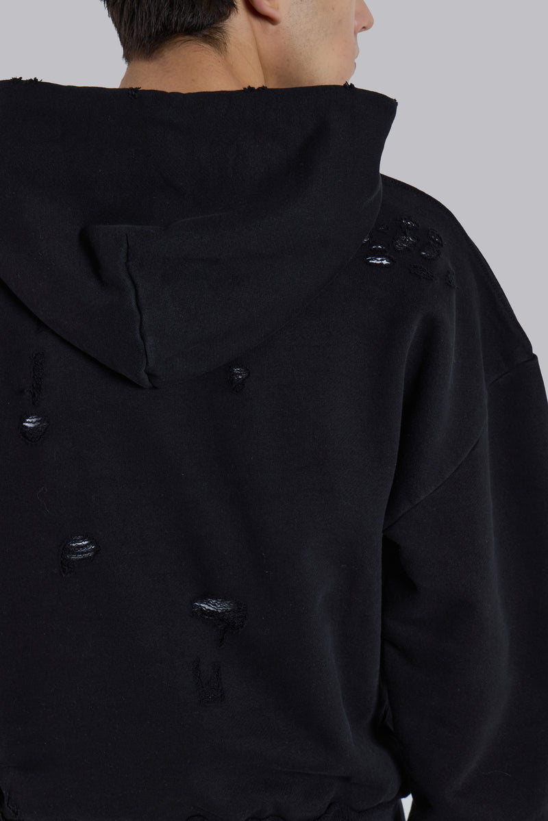 Pullover Bitten Hoodie in Black