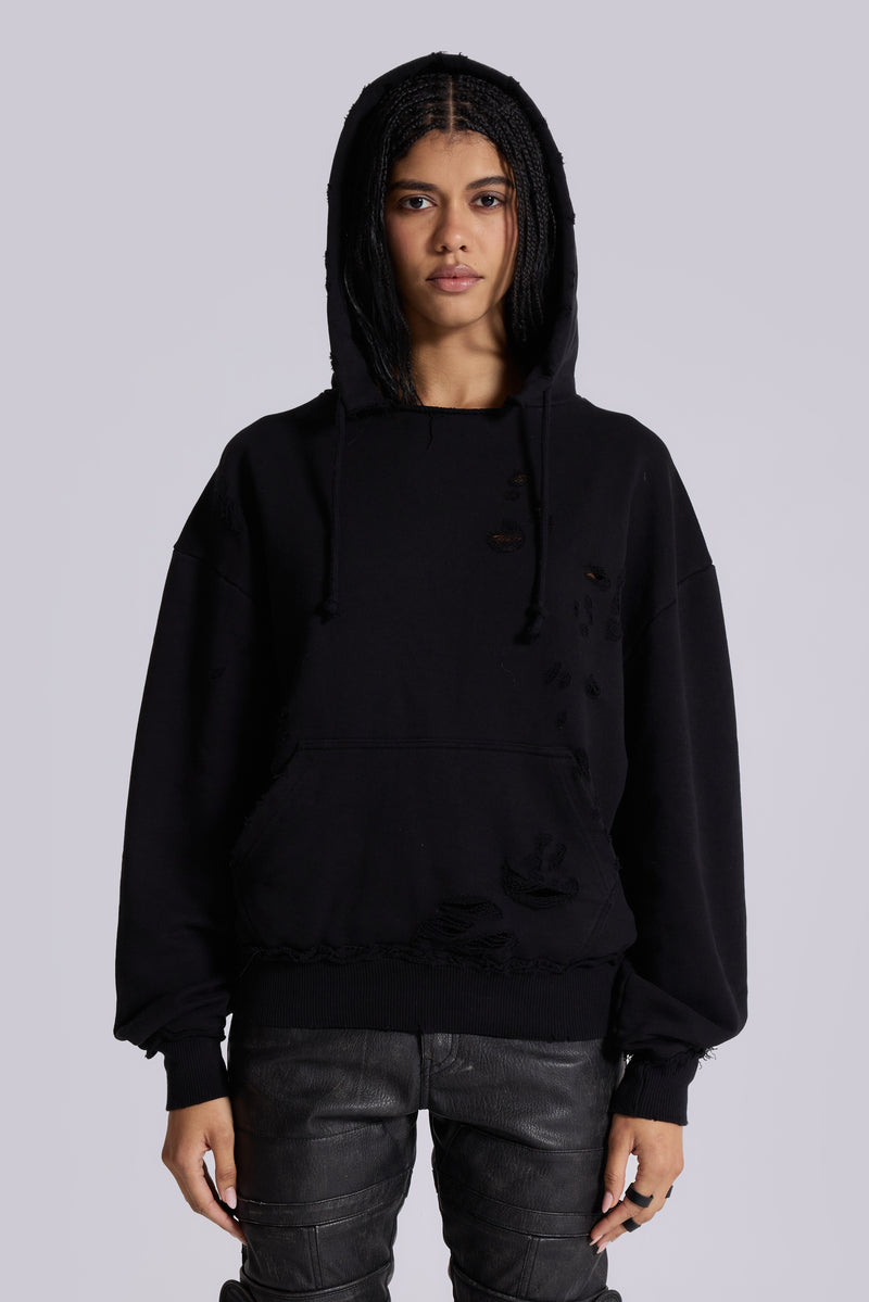 Pullover Bitten Hoodie in Black