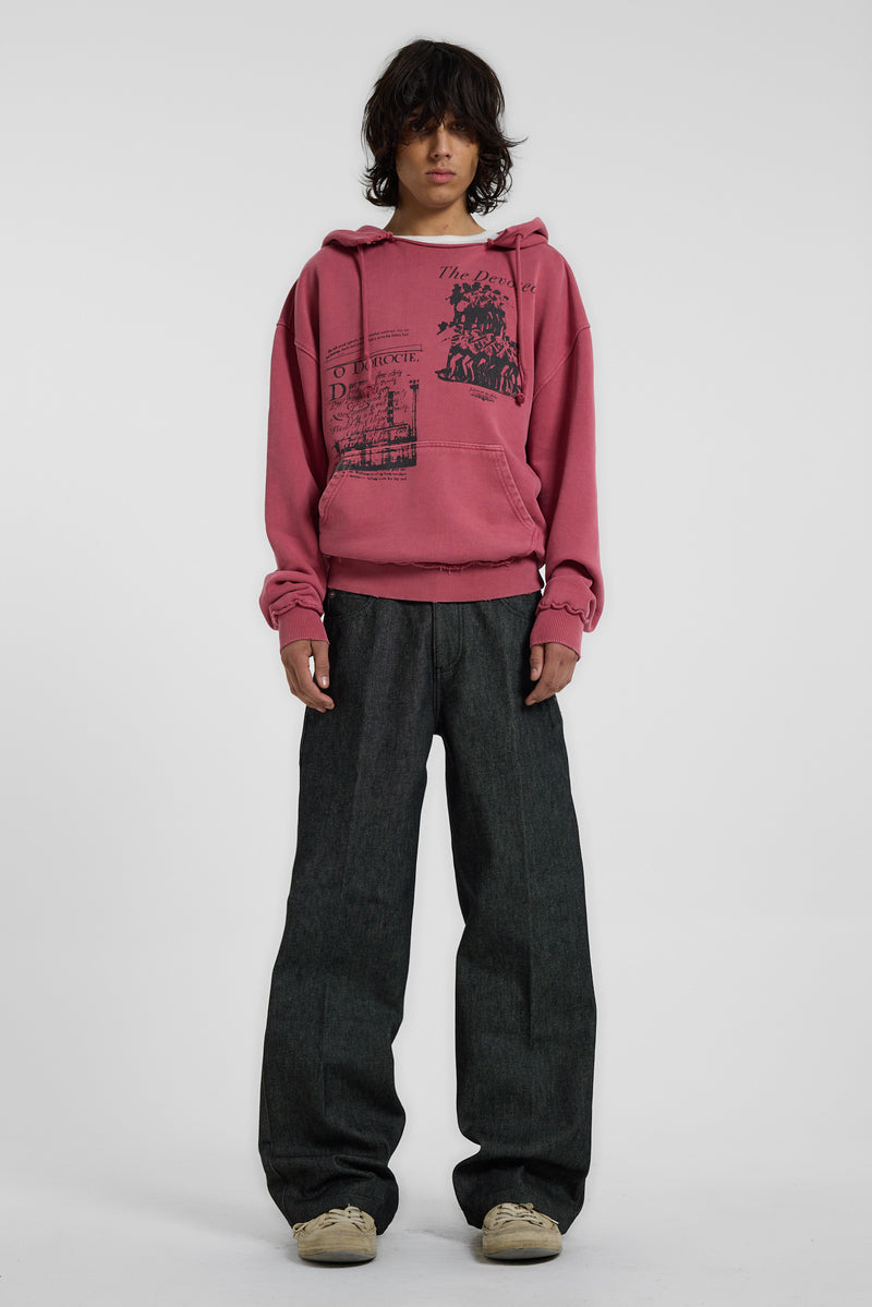 Red Washed Distressed The Devoted Hoodie