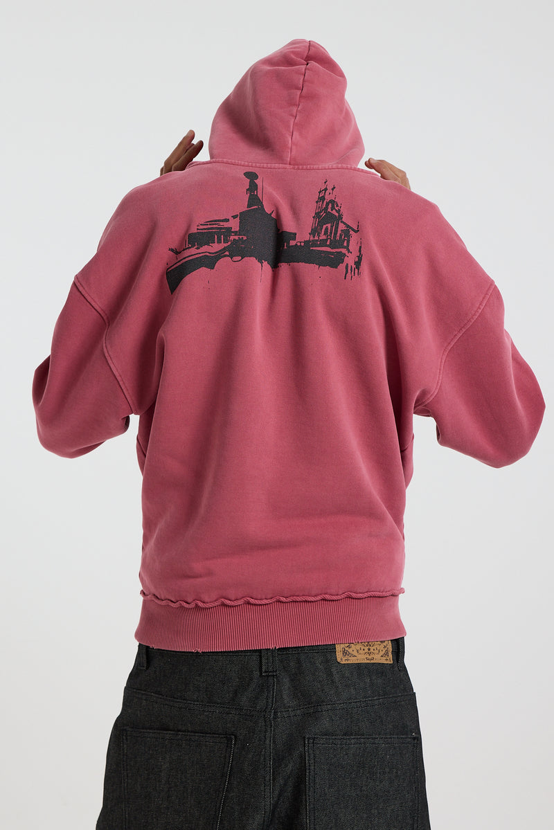 Red Washed Distressed The Devoted Hoodie